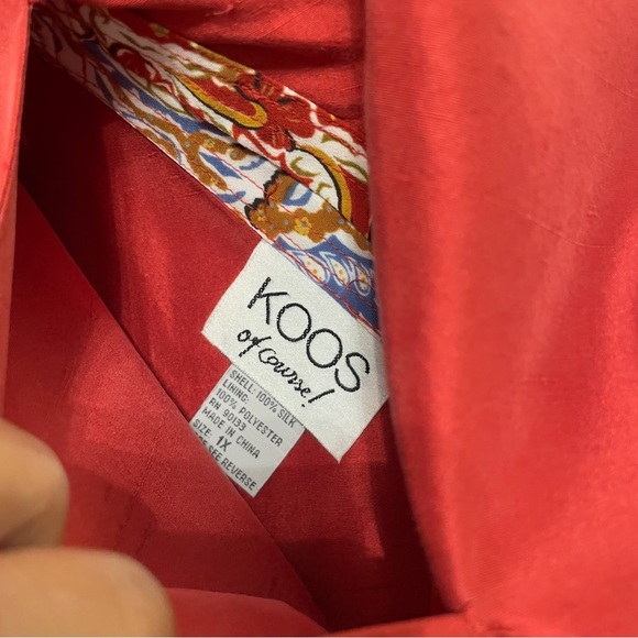 KOOS of Course! Reversible Silk Red Gingham & Bold Print Jacket Blazer 1X - Picture 6 of 13